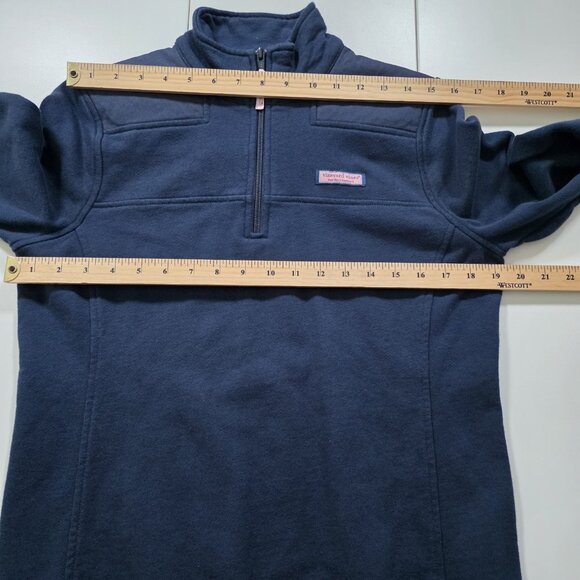 Vineyard Vines Polo Sweater Women S Navy LS 1/4 Zip Mock Neck Cotton Preppy Boho - Picture 5 of 15